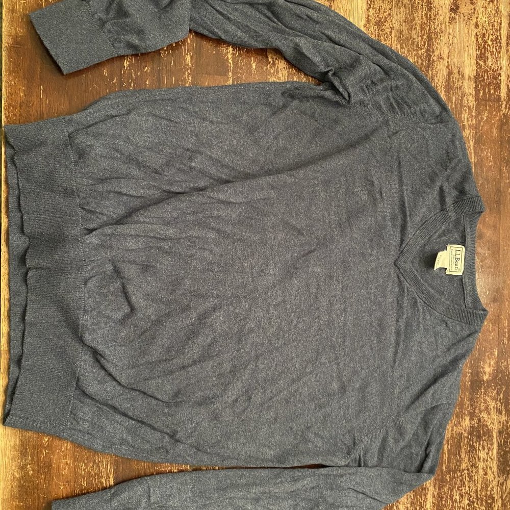 Men's Cotton/Cashmere Sweater, V-Neck (Navy Blue/Medium